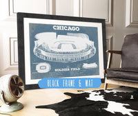 Cutler West Pro Football Collection 14" x 11" / Black Frame & Mat Chicago Bears Stadium Seating Chart Soldier Field Vintage Football Print 635629280_31448