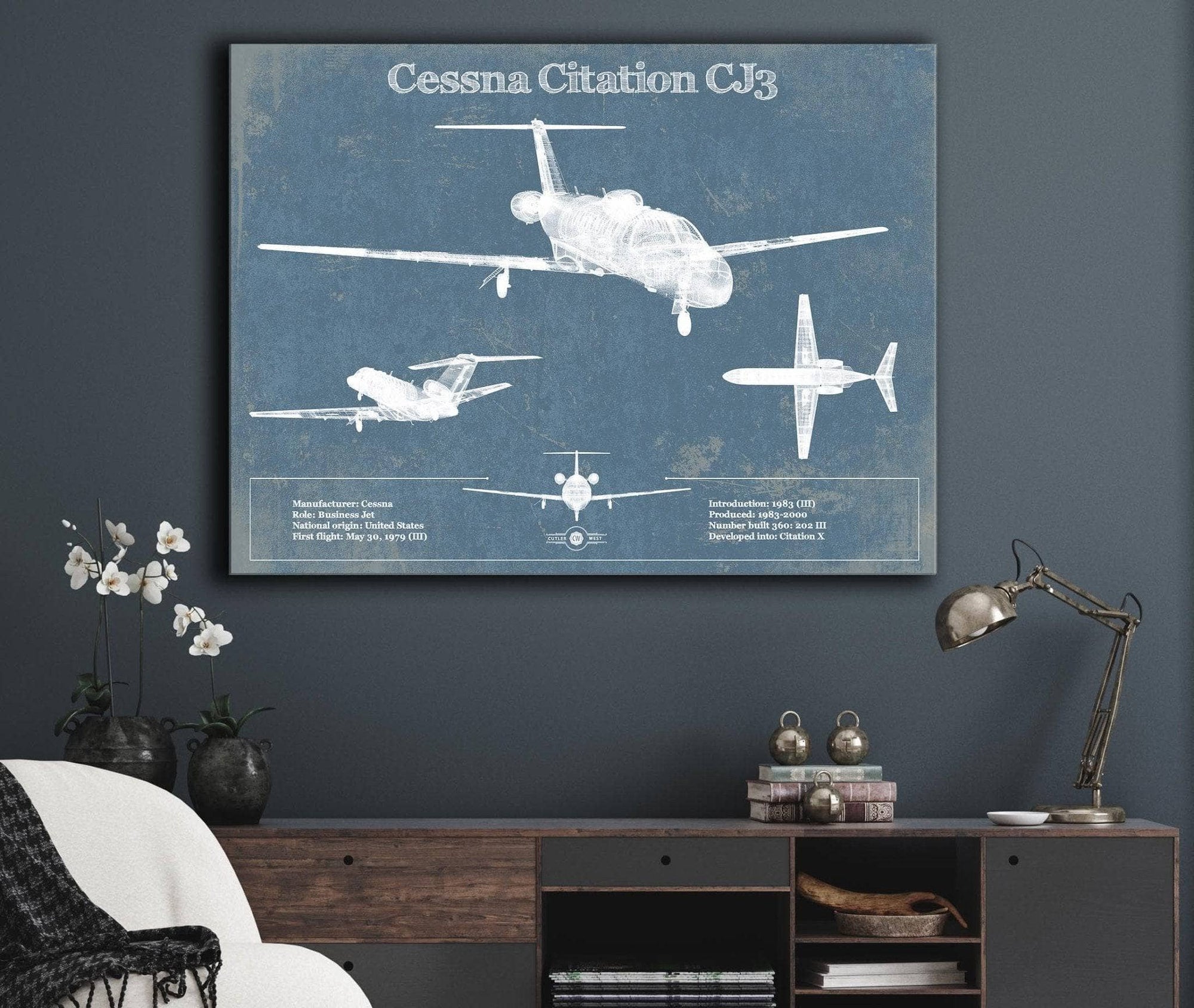 Cutler West Cessna Collection Cessna Citation CJ3 Original Blueprint Art