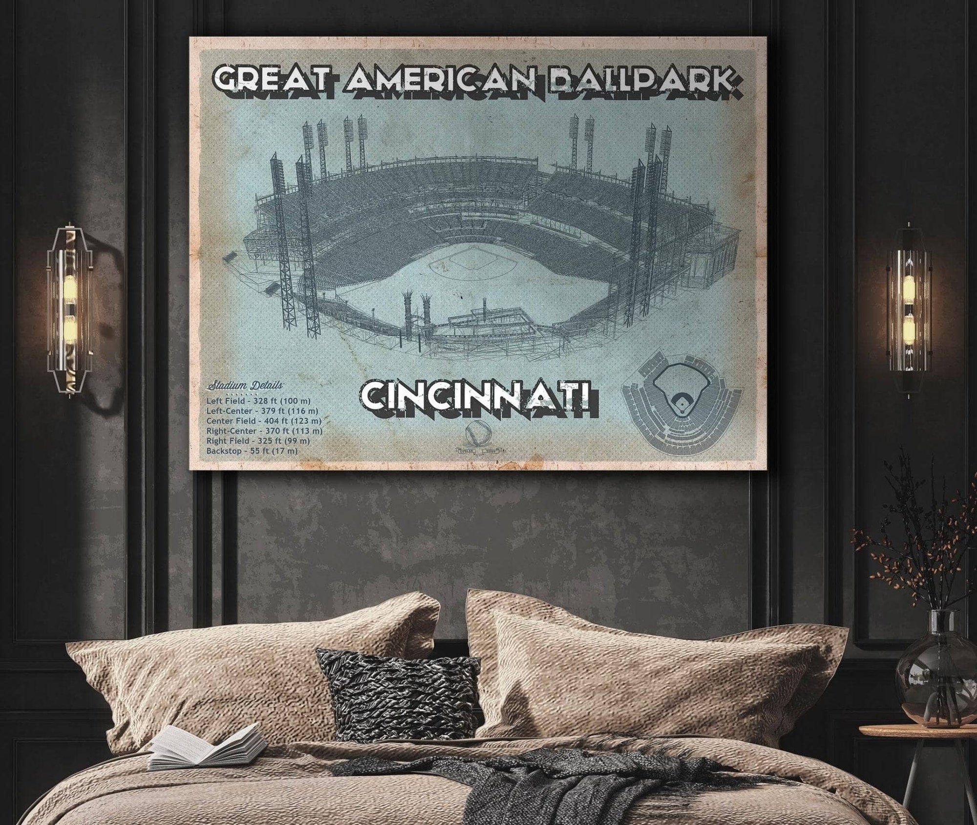Cutler West Baseball Collection Cincinnati Reds Great American Ballpark Seating Chart - Vintage Baseball Fan Print