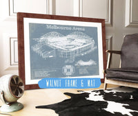 Cutler West Tennis Arena 14" x 11" / Walnut Frame & Mat Melbourne Arena - Vintage Australian Open Tennis Blueprint Art 835000051_5873