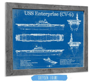 Cutler West Naval Military 14" x 11" / Greyson Frame USS Enterprise (CV-6) Aircraft Carrier Blueprint Original Military Wall Art - Customizable 933311073_22823