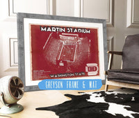 Cutler West 14" x 11" / Greyson Frame & Mat Washington State Cougars Martin Stadium Team Color Vintage Art Print 743545490-14"-x-11"4035