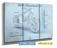 Cutler West 48" x 32" / 3 Panel Canvas Wrap BSA Bantam D1 Blueprint Motorcycle Patent Print 833110063_46411