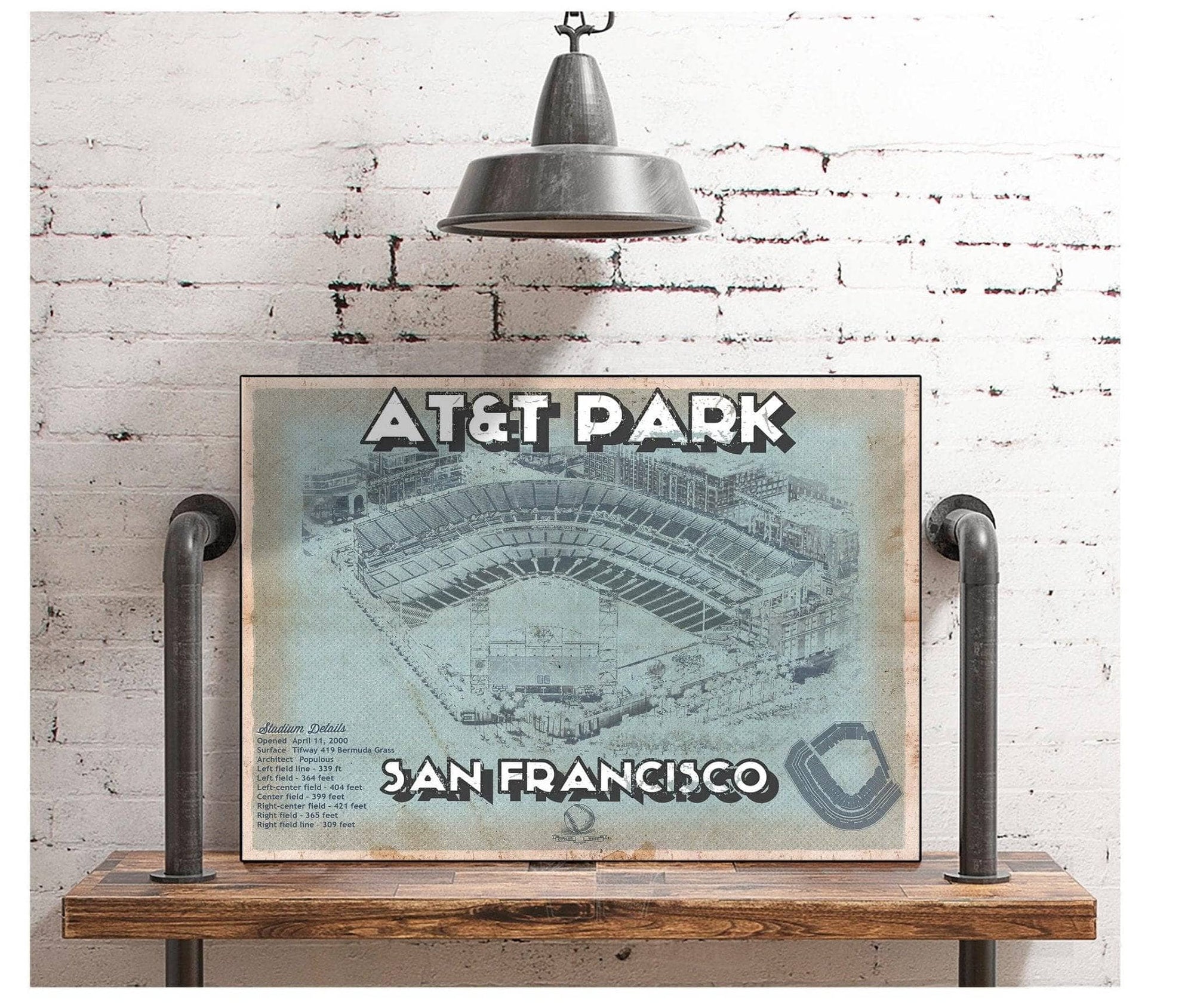 Cutler West Baseball Collection San Francisco Giants - AT&T Park Vintage Baseball Print