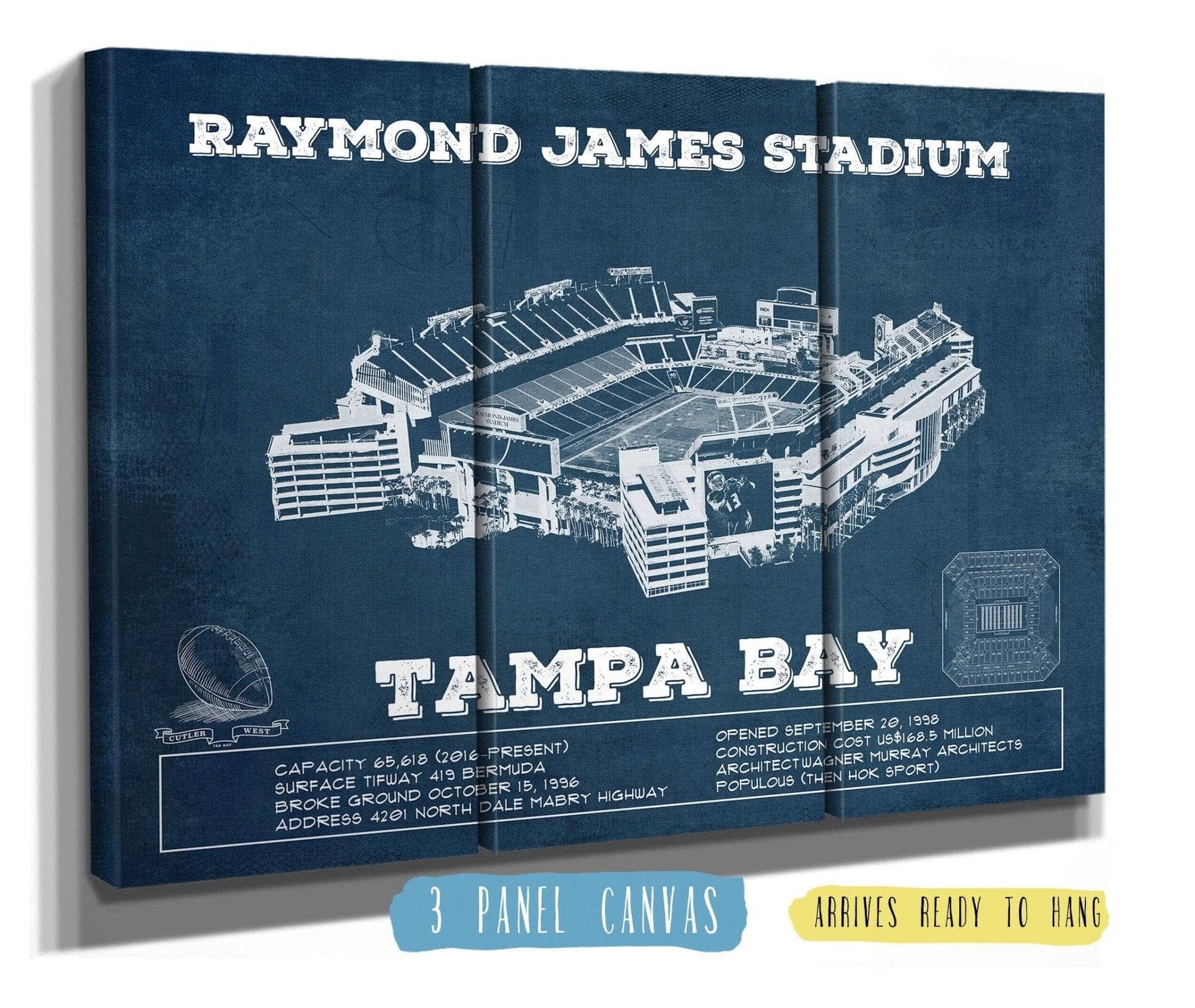 Cutler West Pro Football Collection 48" x 32" / 3 Panel Canvas Wrap Vintage Tampa Bay Buccaneers - Raymond James Stadium Print 720512875-48"-x-32"29450