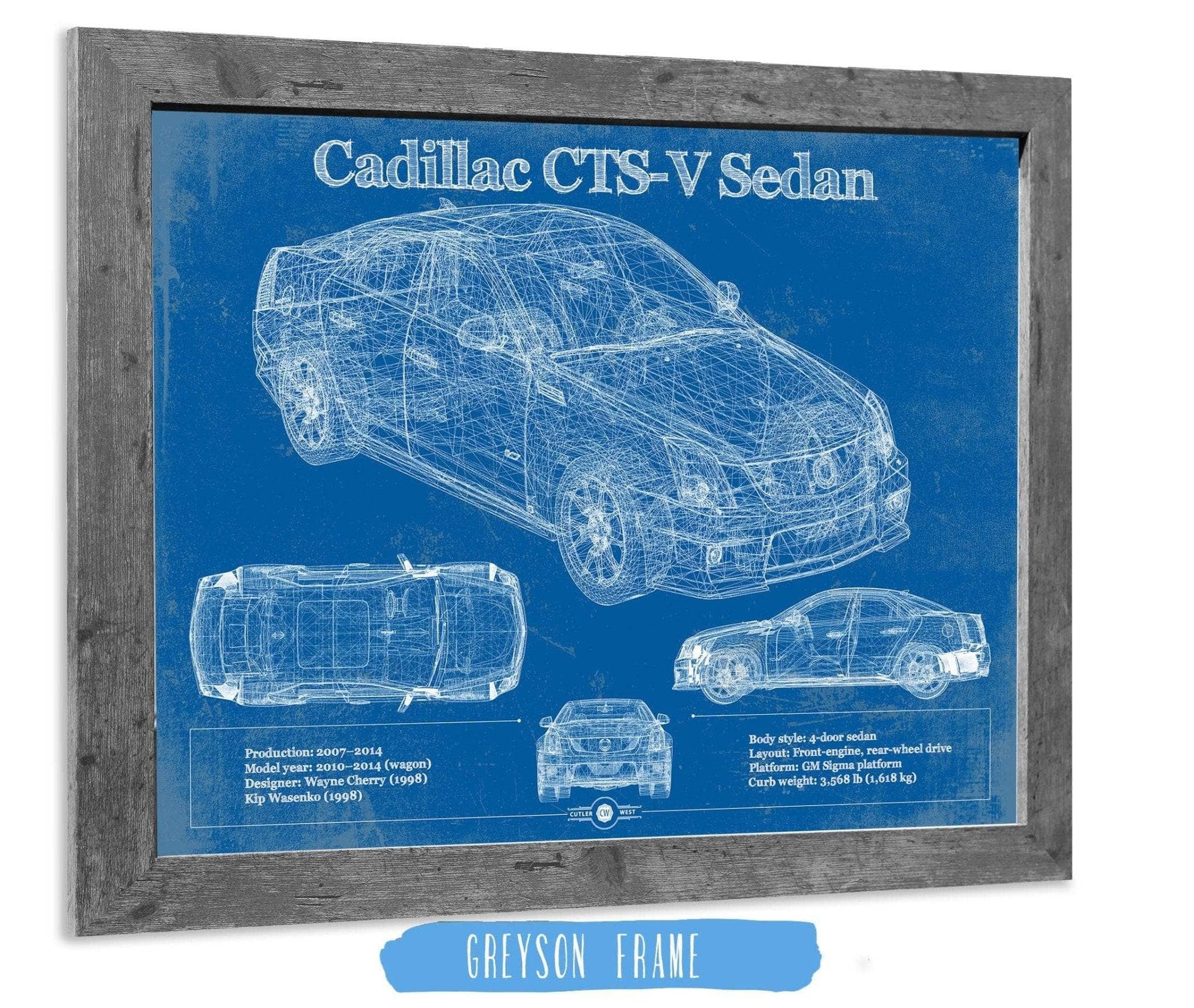 Cutler West Cadillac Collection Cadillac CTS V Sedan Blueprint Vintage Auto Print