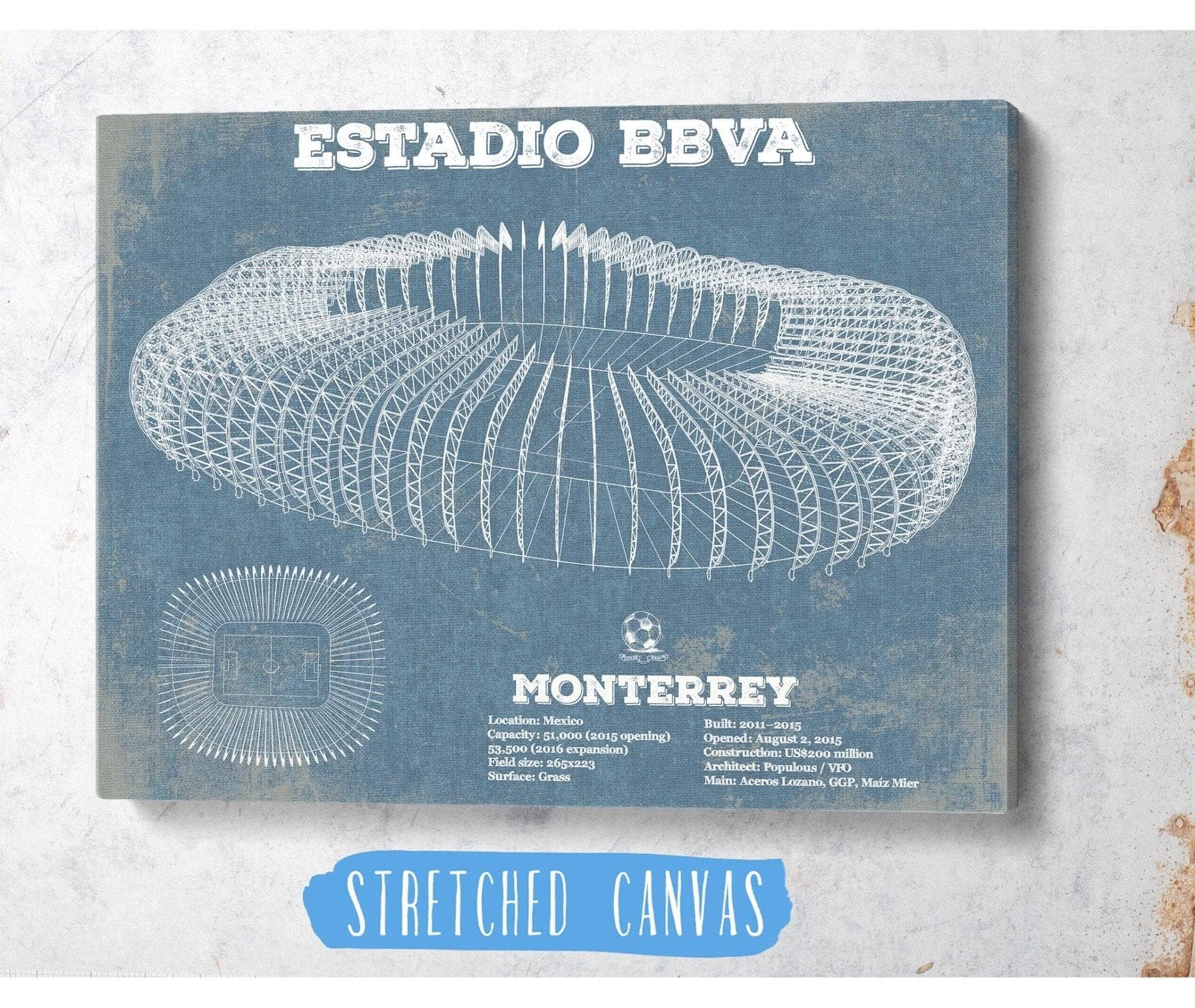 Cutler West Soccer Collection Monterrey Vintage Estadio BBVA Soccer Print