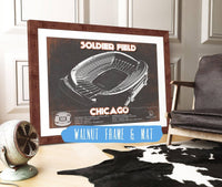 Cutler West Pro Football Collection 14" x 11" / Walnut Frame & Mat Chicago Bears Stadium Seating Chart Soldier Field Vintage Football Print 933350144_31912
