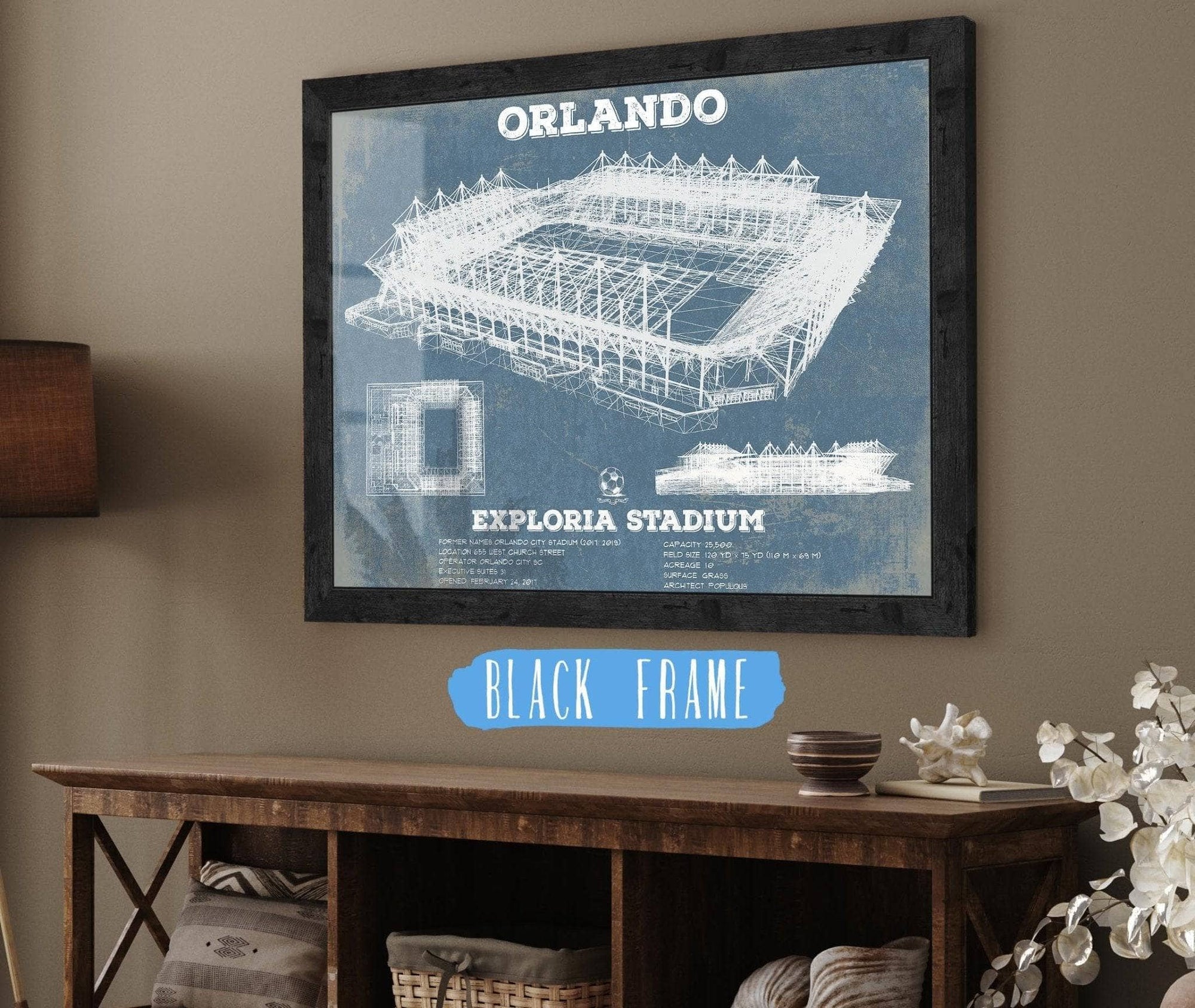 Cutler West Soccer Collection 14" x 11" / Black Frame Orlando City Soccer Club - Exploria Stadium Soccer Print 833447906_69834