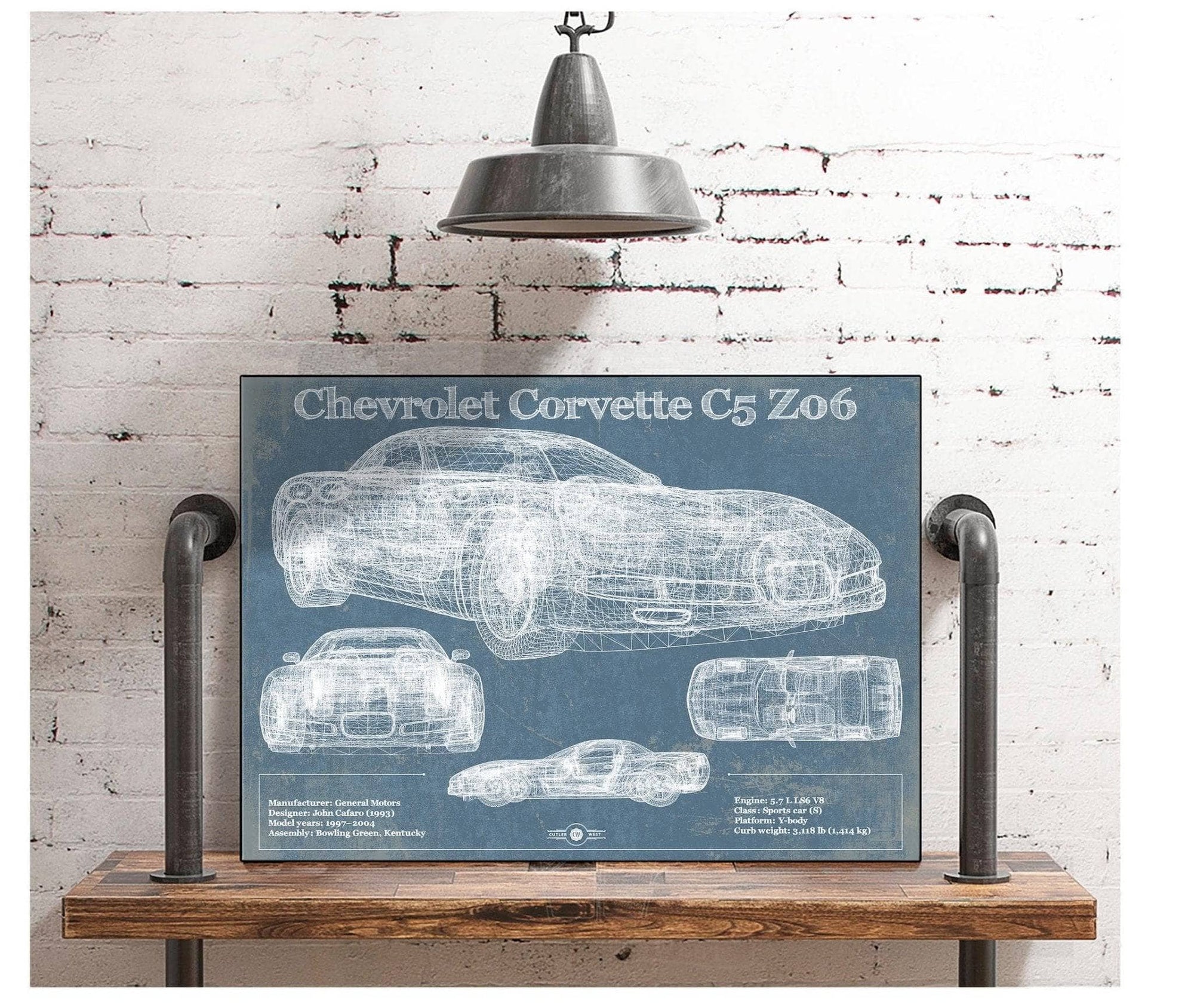 Cutler West Chevrolet Collection Chevrolet Corvette C5 Z06 Convertible Blueprint Vintage Auto Patent Print