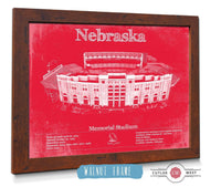 Cutler West College Football Collection 14" x 11" / Walnut Frame Nebraska Cornhuskers - Vintage Memorial Stadium (Lincoln) Team Colors Art Print 933350118_71948