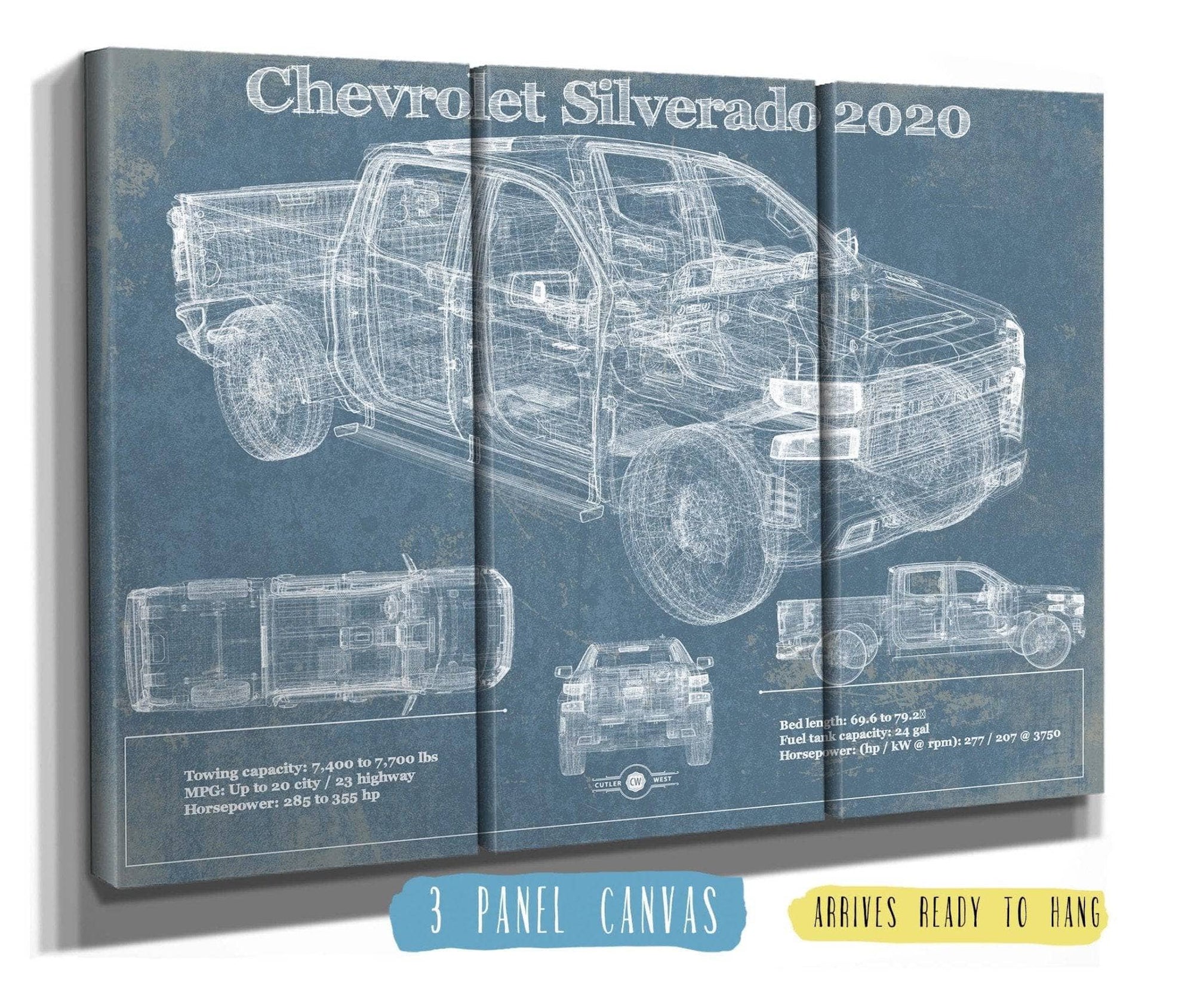 Cutler West Chevrolet Collection Chevrolet Silverado 2020 Blueprint Vintage Auto Patent Print