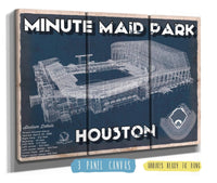 Cutler West Baseball Collection 48" x 32" / 3 Panel Canvas Wrap Houston Astros Minute Maid Park Team Color Vintage Baseball Fan Print 661288993-TOP
