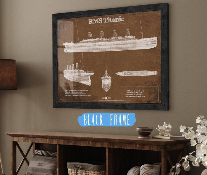 Cutler West Naval Military 14" x 11" / Black Frame Titanic Blueprint Original Wall Art 933350108_27569