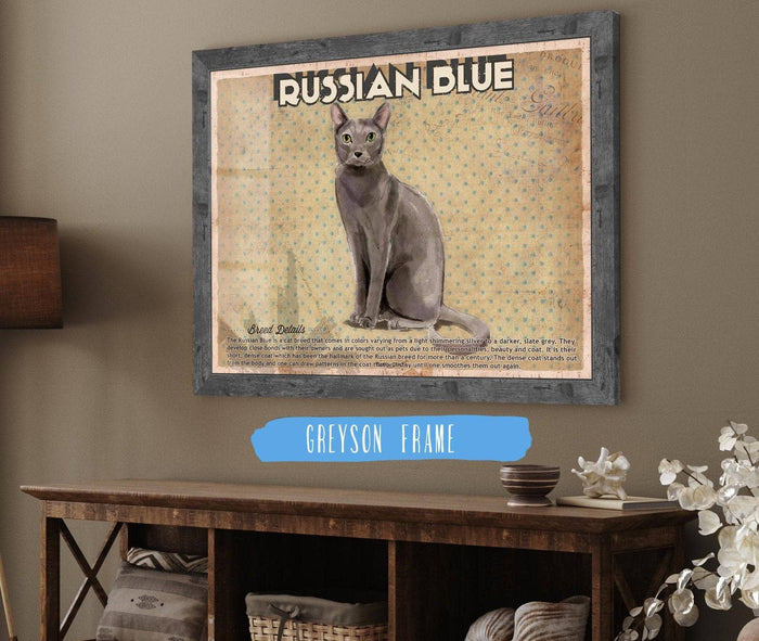 Cutler West Russian Blue Cat Breed Art Print Pet Vintage Print