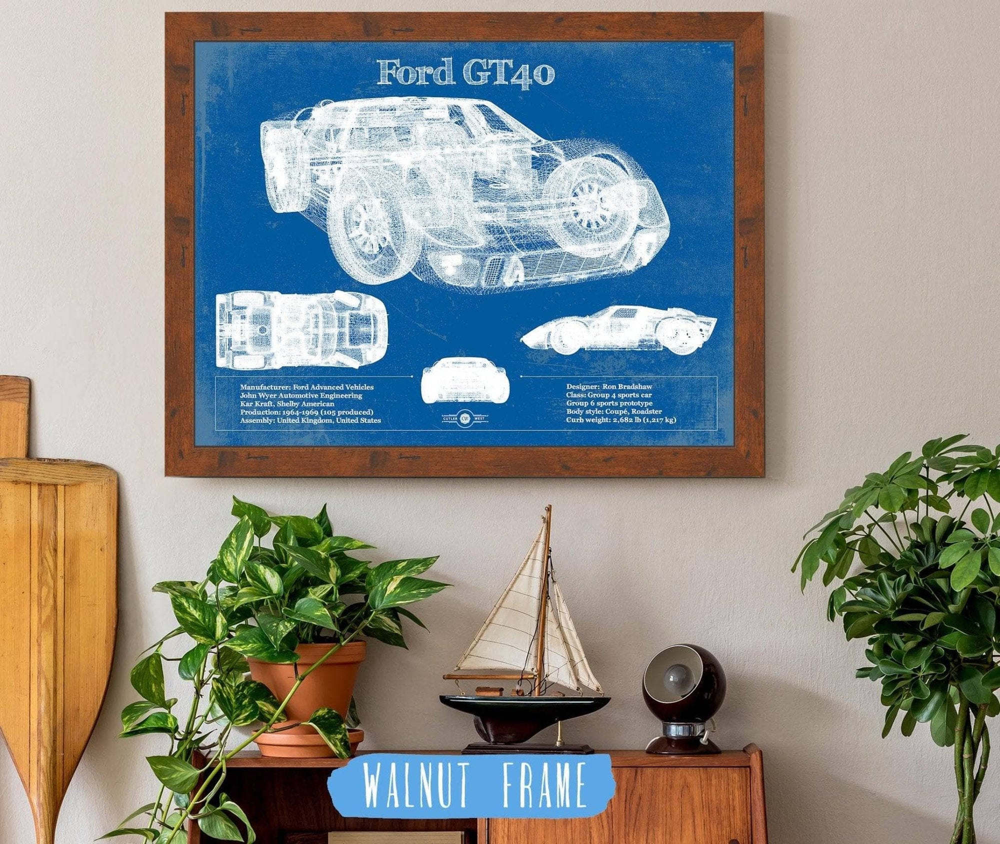 Cutler West Ford Collection Ford GT40 Blueprint Vintage Auto Print