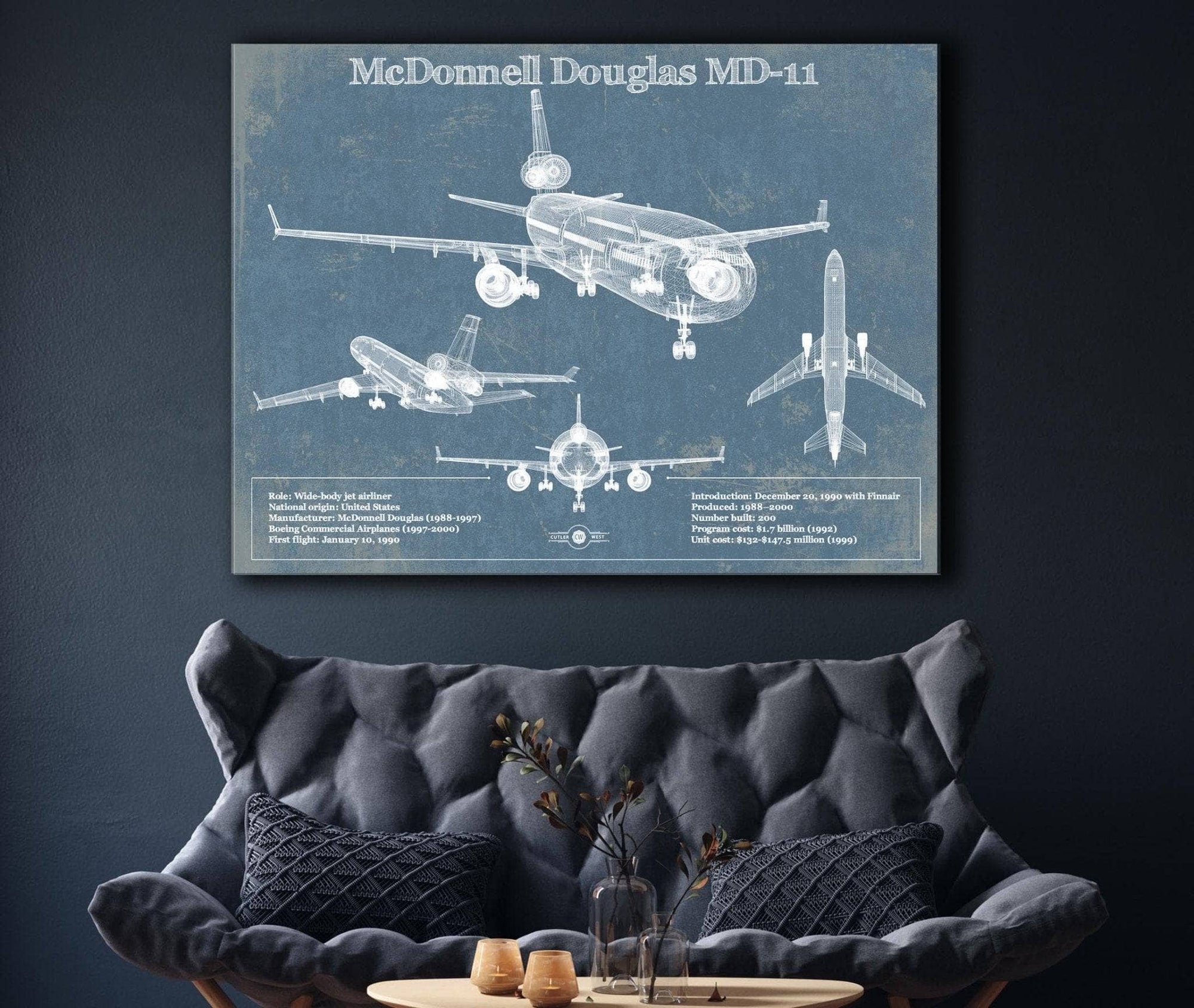Cutler West McDonnell Douglas Collection McDonnell Douglas MD-11 Vintage Aviation Blueprint Print