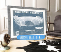 Cutler West College Football Collection 14" x 11" / Greyson Frame & Mat Georgia Bulldogs Team Color - Sanford Stadium Vintage Football Blueprint Art Print 933311052_25794