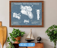 Cutler West 14" x 11" / Walnut Frame Yamaha SR125 Blueprint Motorcycle Patent Print 833110054-14"-x-11"7654