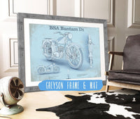 Cutler West 14" x 11" / Greyson Frame & Mat BSA Bantam D1 Blueprint Motorcycle Patent Print 833110063_46369