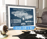 Cutler West Chevrolet Collection 1963 Chevrolet Impala SS Hardtop Sport Coupe Blueprint Vintage Auto Print