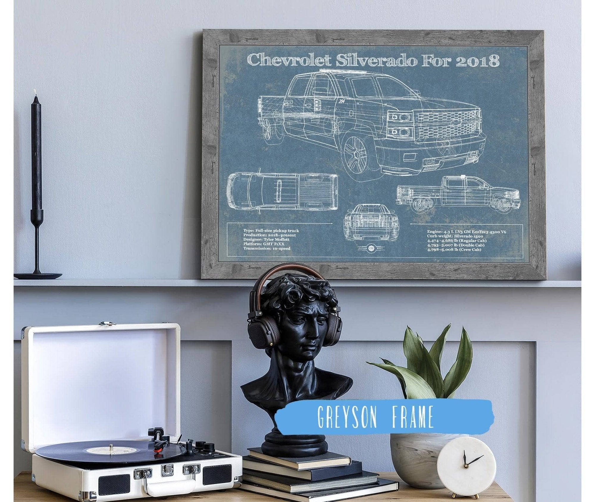 Cutler West Chevrolet Collection Chevrolet Silverado 2018 Blueprint Vintage Truck Patent Print