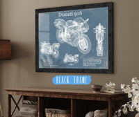 Cutler West 14" x 11" / Black Frame Ducati 916 Blueprint Motorcycle Patent Print 887772823_57912