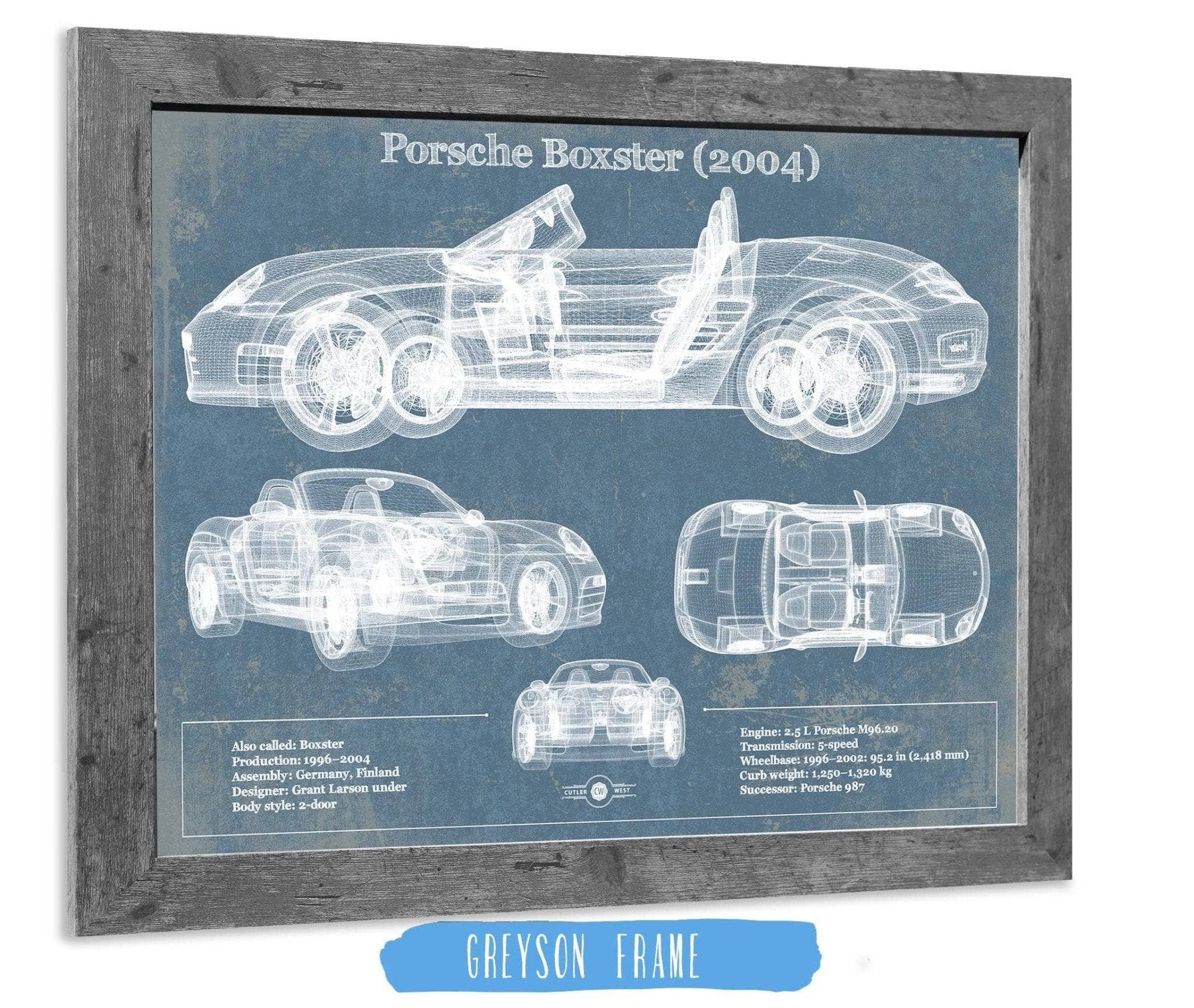 Cutler West Porsche Collection Porsche Boxster (2004) Blueprint Vintage Auto Print