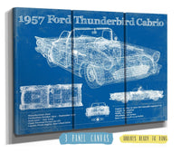 Cutler West Ford Collection 1957 Ford Thunderbird Cabrio Blueprint Vintage Auto Print