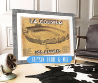Cutler West Pro Football Collection 14" x 11" / Greyson Frame & Mat Los Angeles Rams LA Coliseum Seating Chart - Vintage Football Print 728039387_65244