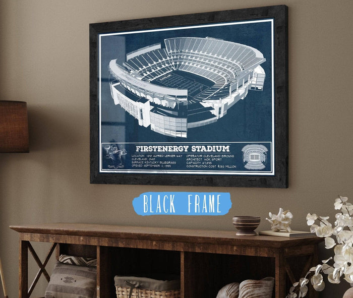 Cutler West Pro Football Collection 14" x 11" / Black Frame Cleveland FirstEnergy Stadium - Vintage Football Print 69068269_60288