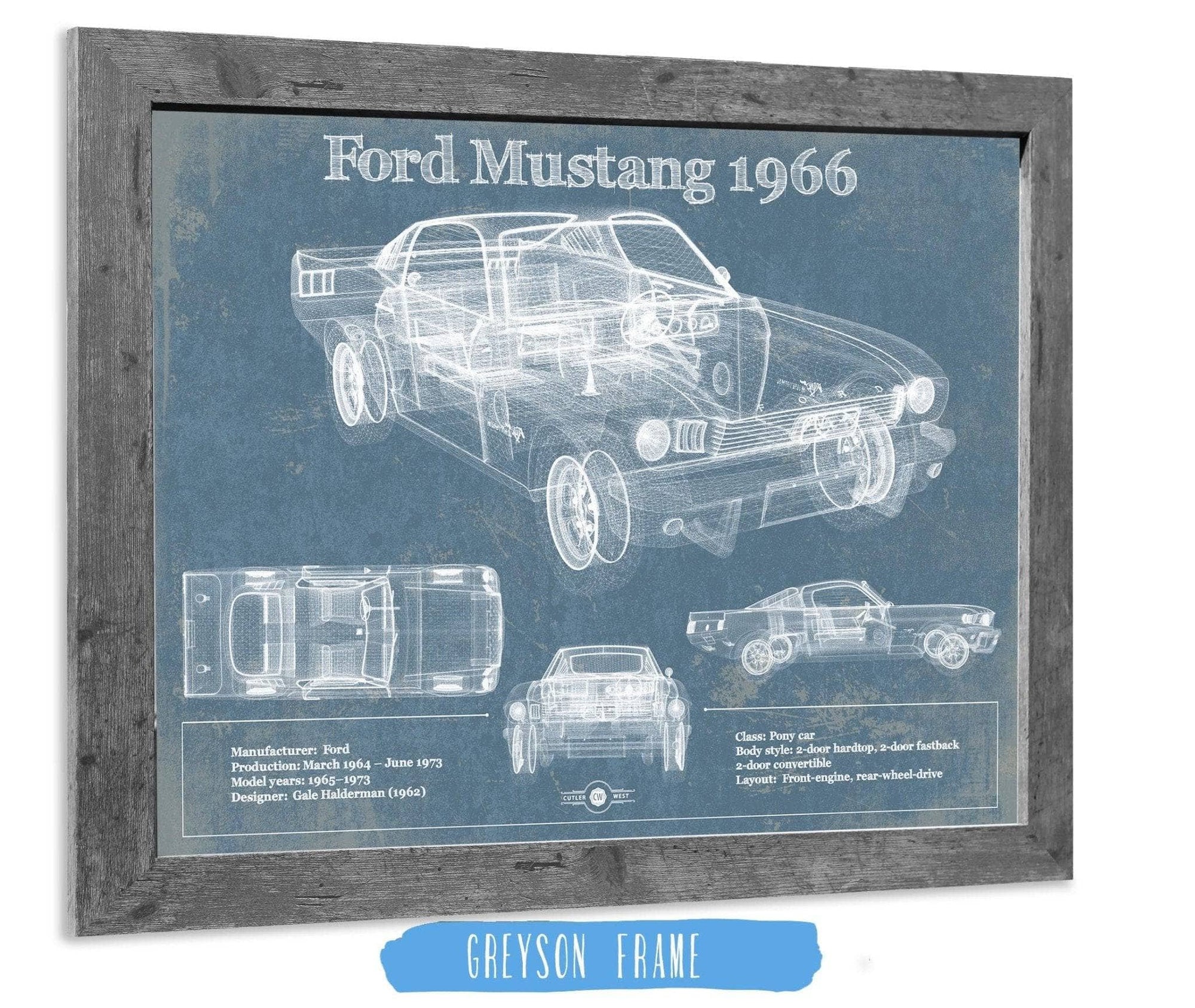 Cutler West Ford Collection Ford Mustang 1966 Original Blueprint Art