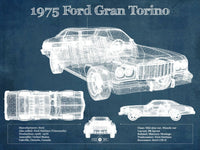 Cutler West Ford Collection 14" x 11" / Unframed Ford Gran Torino 1975 Blueprint Vintage Auto Print 933350038_41543