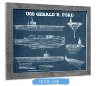 Cutler West Naval Military USS Gerald R. Ford (CVN-78) Aircraft Carrier Blueprint Original Military Wall Art - Customizable