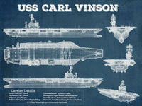 Cutler West Best Selling Collection 14" x 11" / Unframed USS Carl Vinson (CVN 70) Aircraft Carrier Blueprint Original Military Wall Art - Customizable 835000058-TOP