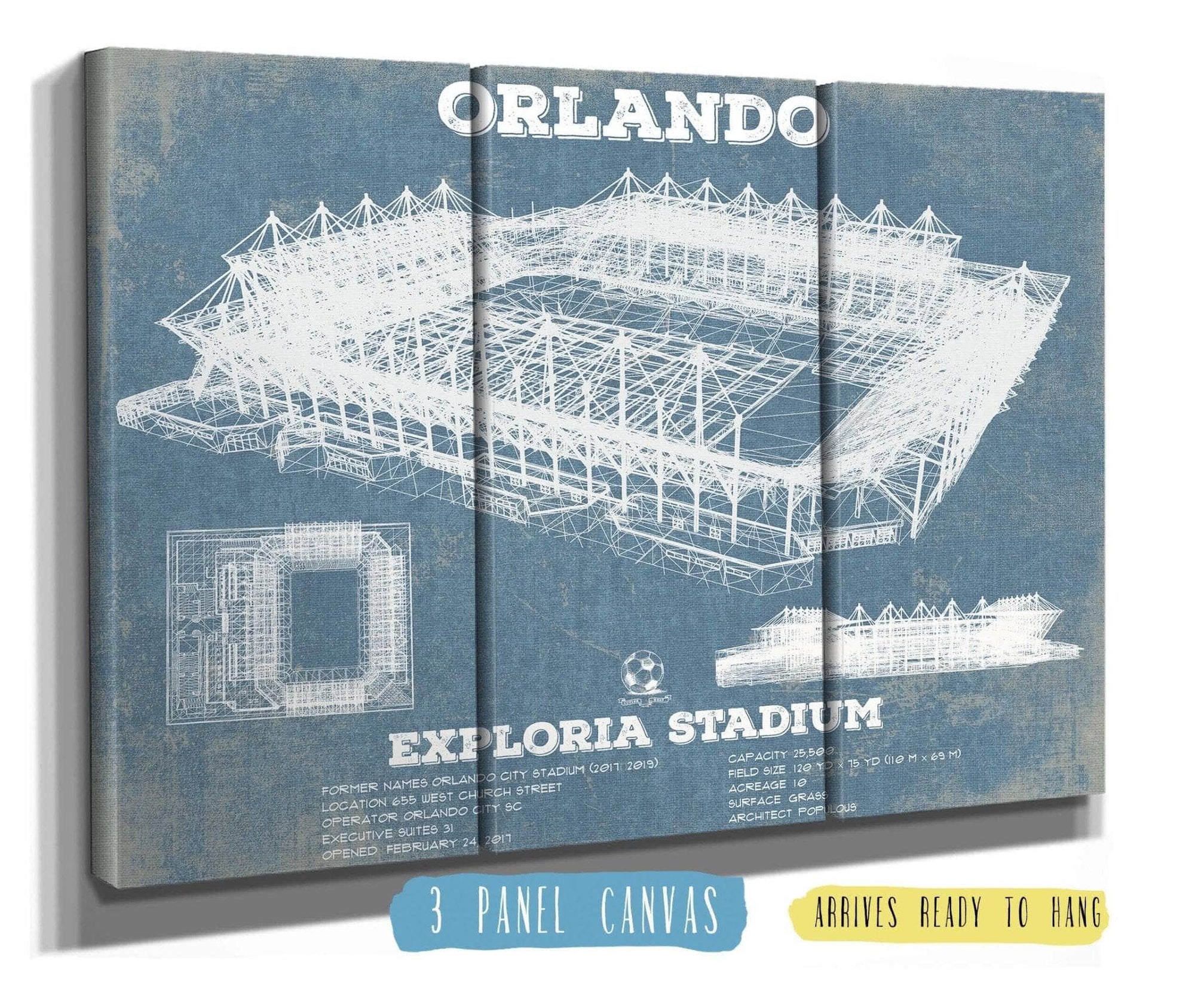 Cutler West Soccer Collection 48" x 32" / 3 Panel Canvas Wrap Orlando City Soccer Club - Exploria Stadium Soccer Print 833447906_69883