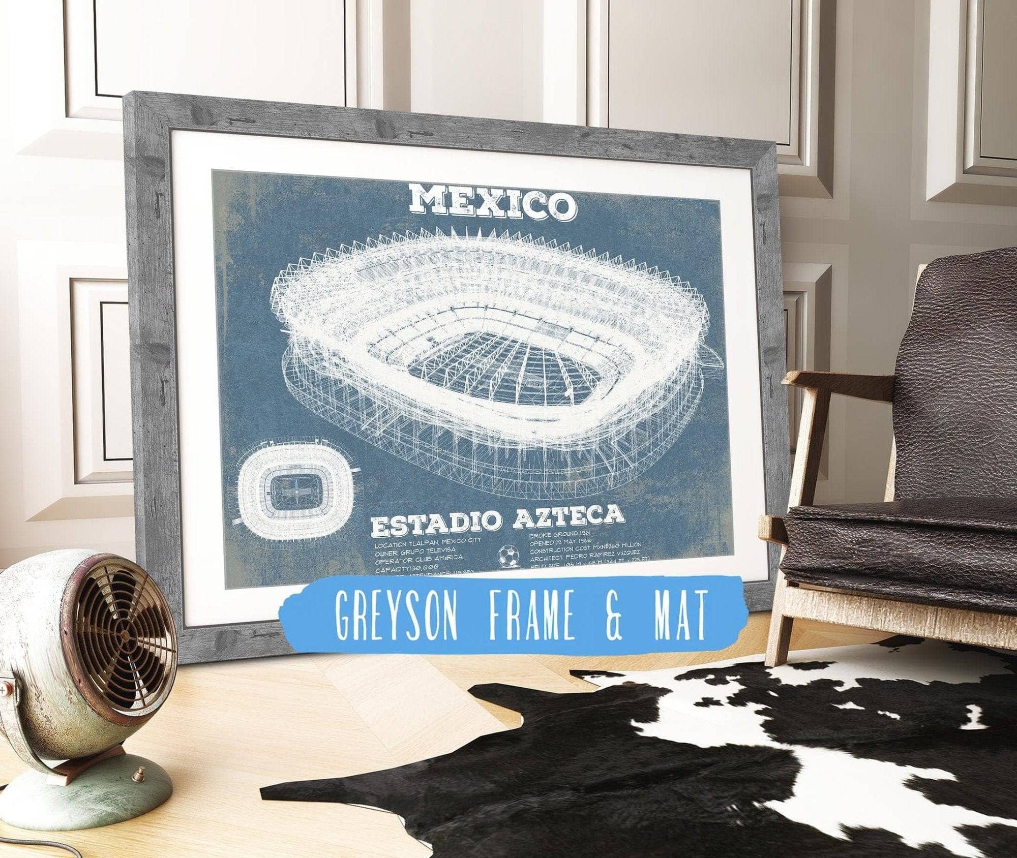 Cutler West Soccer Collection 14" x 11" / Greyson Frame & Mat Mexico Football - Vintage Estadio Azteca Stadium Soccer Print 755380905_74195