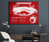 Cutler West Baseball Collection Great American Ballpark - Vintage Cincinnati Reds Baseball Print