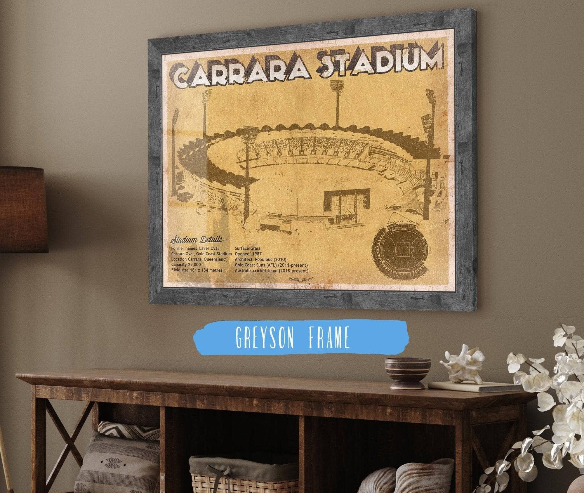 Cutler West Carrara Stadium - AFL Gold Coast Suns Australian Rules Football & Australia Cricket Team Stadium Print
