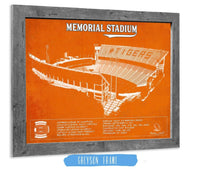 Cutler West College Football Collection 14" x 11" / Greyson Frame Memorial Stadium Clemson Tigers Team Color NCAA Vintage Football Blueprint Art 650244190-TEAM_54486