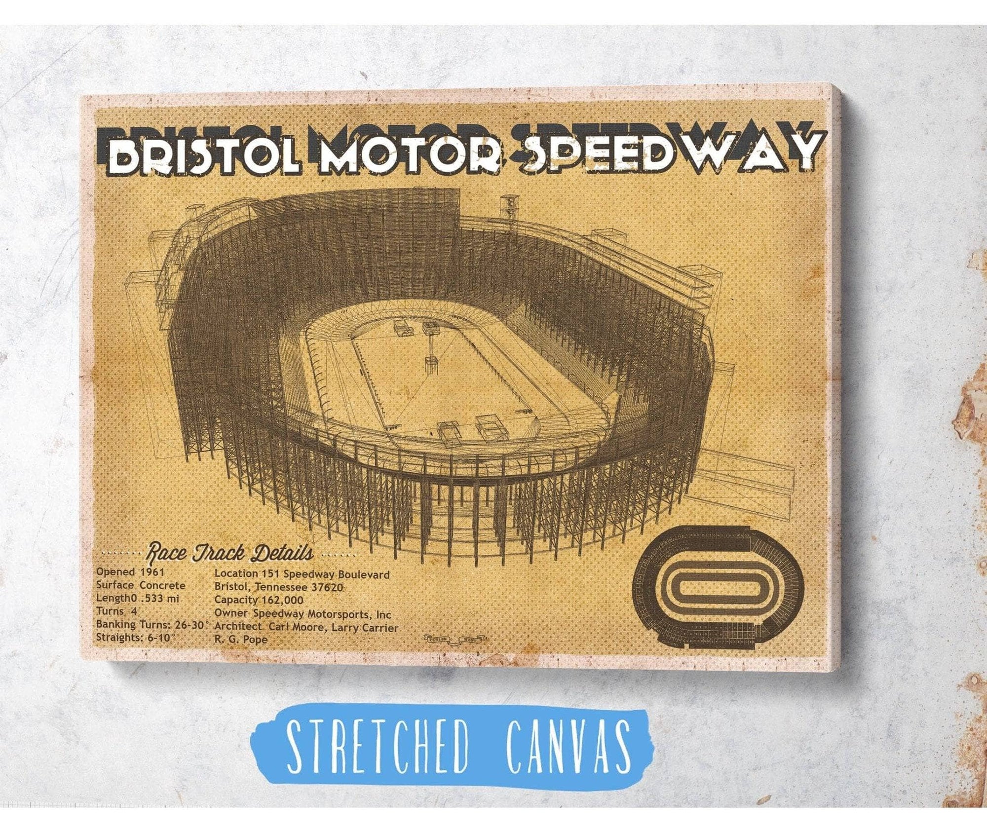 Cutler West Racetrack Collection Bristol Speedway NASCAR Race Track Print