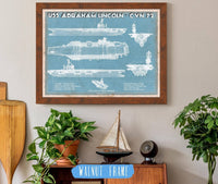 Cutler West Naval Military 14" x 11" / Walnut Frame USS Abraham Lincoln (CVN 72) Aircraft Carrier Blueprint Original Military Wall Art - Customizable 835000057_26251