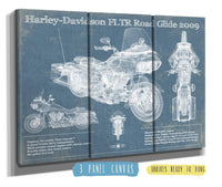 Cutler West 48" x 32" / 3 Panel Canvas Wrap Harley-Davidson FLTR Road Glide 2009 Blueprint Motorcycle Patent Print 833110147_14494