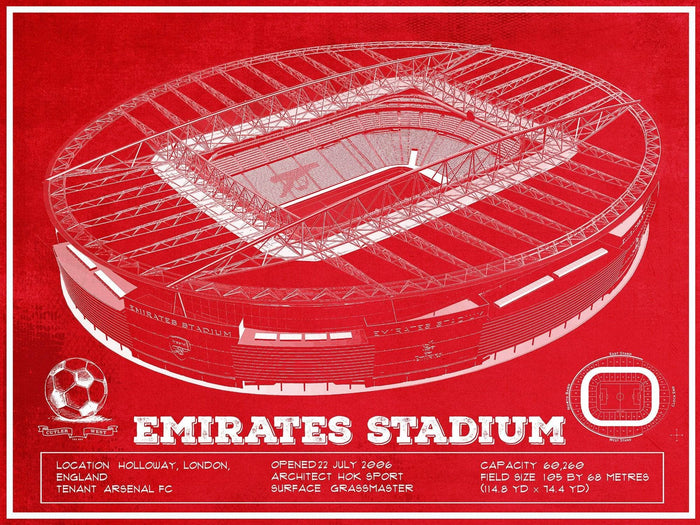 Cutler West Soccer Collection 14" x 11" / Unframed Arsenal Football Club - Emirates Stadium Soccer Print 936994111-TOP