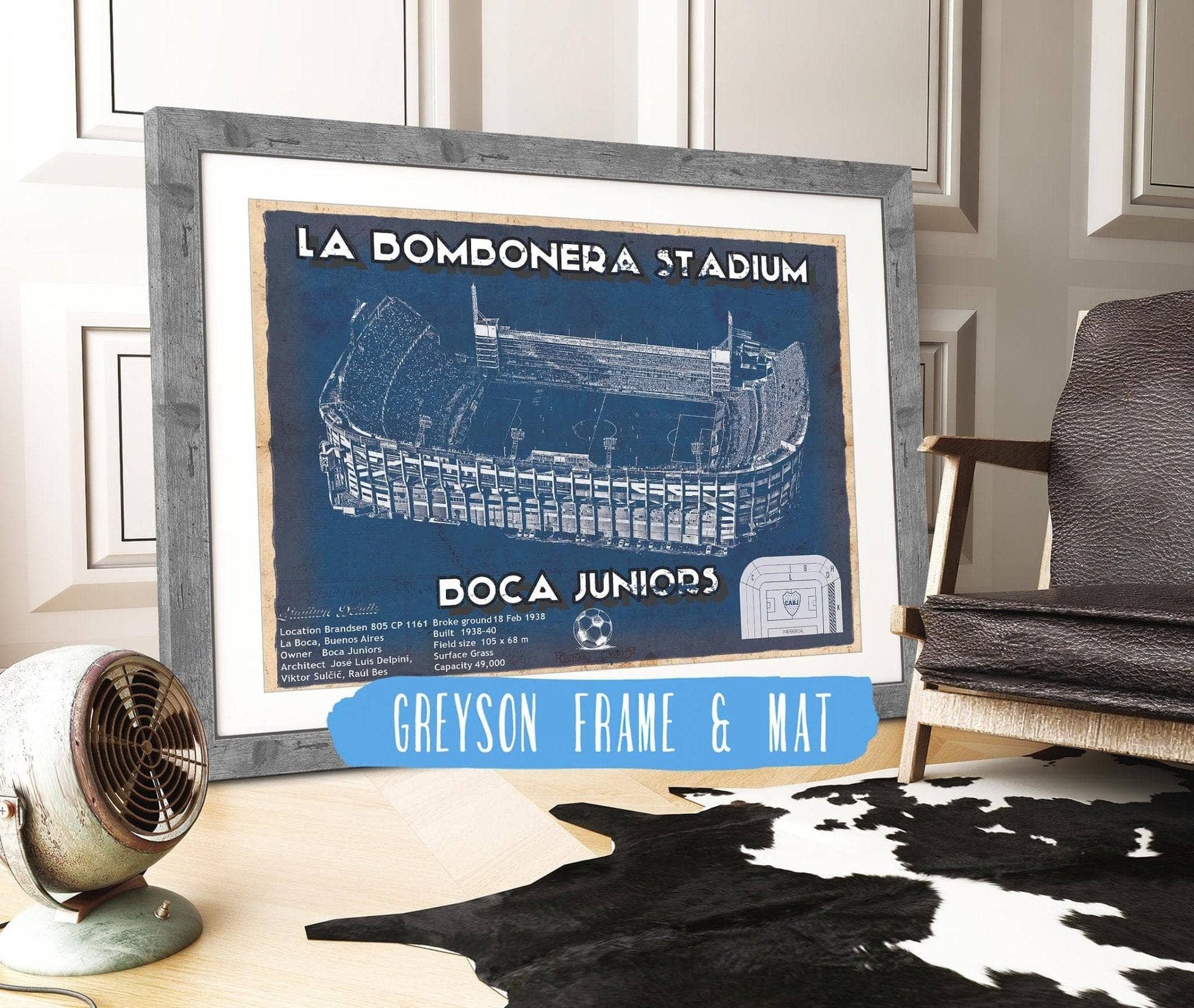 Cutler West Soccer Collection 14" x 11" / Greyson Frame & Mat Boca Juniors F.C - La Bombonera Stadium Soccer Print 733938727_48613