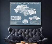 Cutler West Porsche Collection Porsche 356 (Mk4) SC Coupe 1963 Vintage Blueprint Auto Print