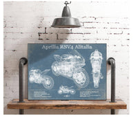 Cutler West Aprilia RSV4 Alitalia Blueprint Motorcycle Patent Print
