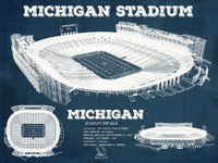 Cutler West College Football Collection 14" x 11" / Unframed Michigan Wolverines Art - Michigan Stadium Vintage Stadium Blueprint Art Print 736786013_74057
