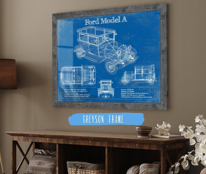 Cutler West Ford Model A Vintage Blueprint Auto Print