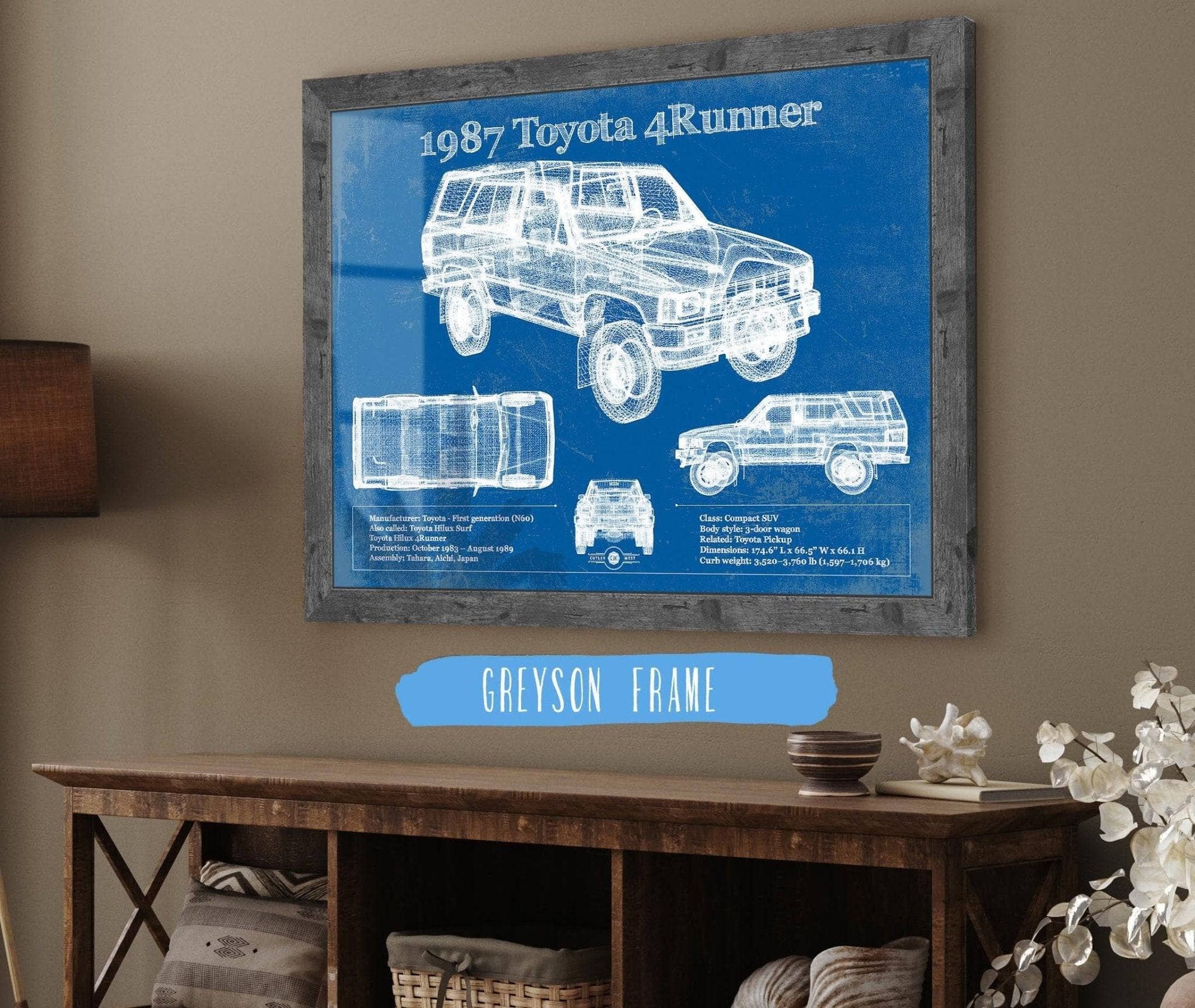 Cutler West Toyota Collection 1987 Toyota 4runner Vintage Blueprint Auto Print